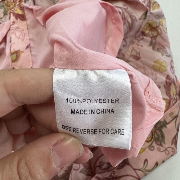 Yakira Bella Dress Womens XS Pink Allie Floral Belted Ruffle Hem Puff Sleeve - Picture 5 of 7